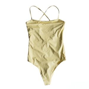 Wilfred Naidoo Criss bodysuit Spaghetti Strap Criss Cross Yellow Womens Small